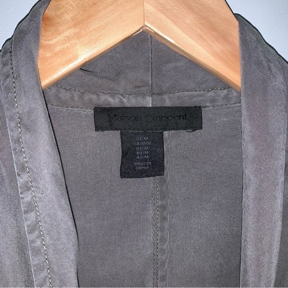 Maison Cinqcent Jacket Women's Size Medium Khaki Green Grey Tencel Lightweight - Picture 6 of 9